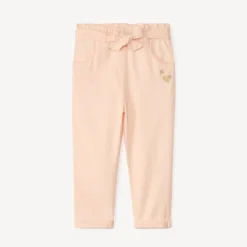 Pantalon brodé cœurs + ceinture à nouer pour bébé fille