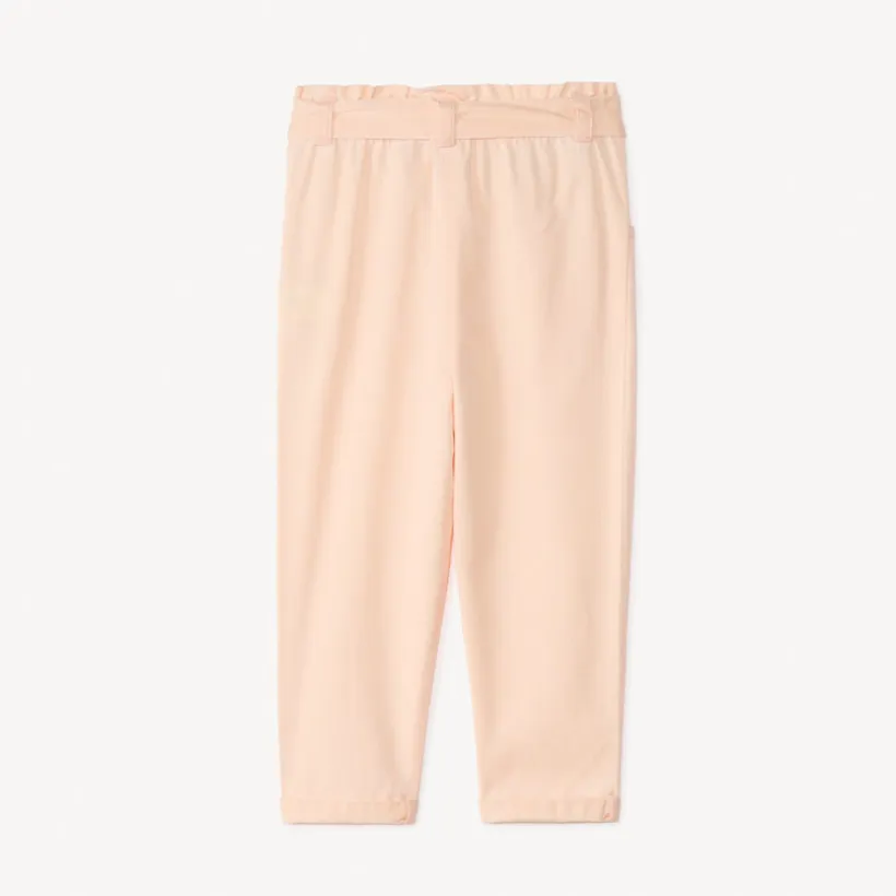Pantalon brodé cœurs + ceinture à nouer pour bébé fille