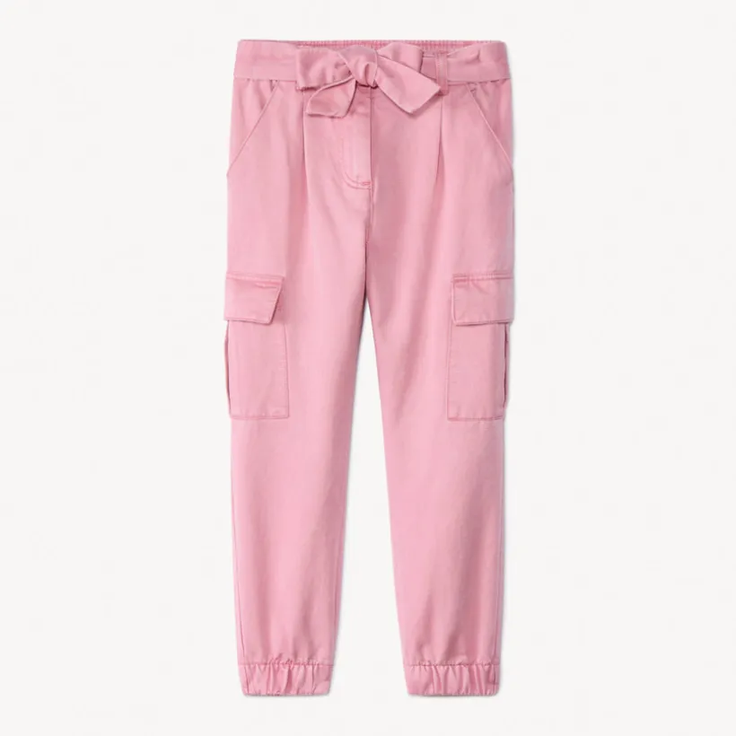 Pantalon cargo en twill uni avec ceinture pour fille