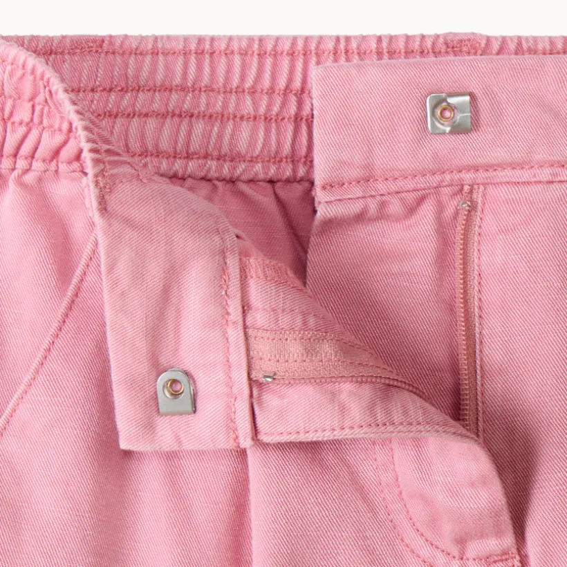 Pantalon cargo en twill uni avec ceinture pour fille