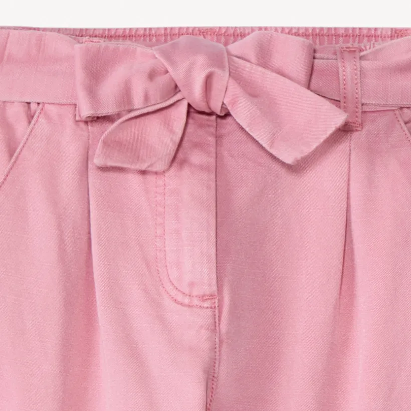 Pantalon cargo en twill uni avec ceinture pour fille