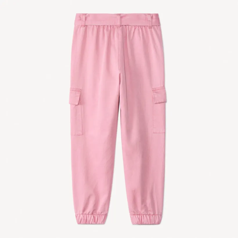 Pantalon cargo en twill uni avec ceinture pour fille