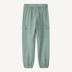Pantalon cargo en twill uni avec ceinture pour fille