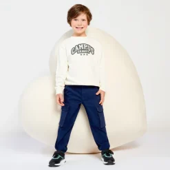 Pantalon cargo uni à poches soufflet pour garçon