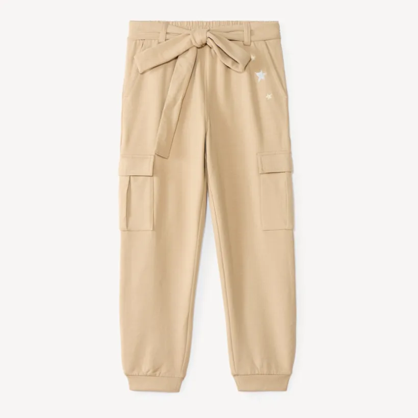 Pantalon de jogging fille coupe cargo avec ceinture à nouer