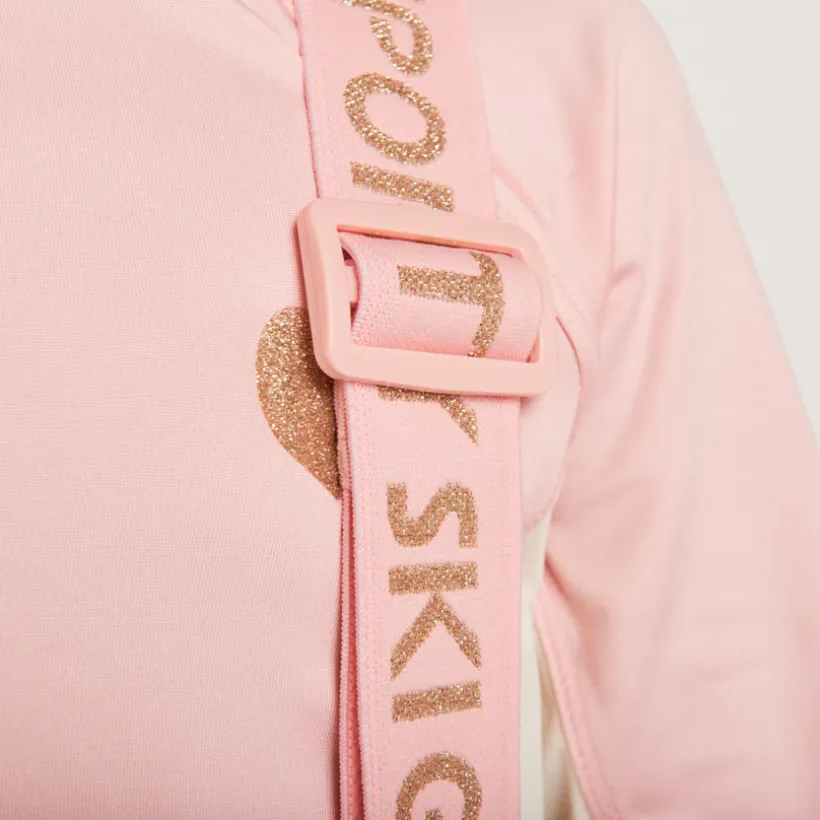 Pantalon de ski imprimé à bretelles amovibles pour fille