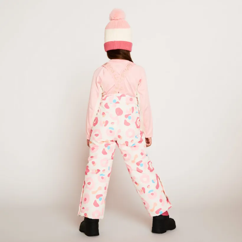 Pantalon de ski imprimé à bretelles amovibles pour fille
