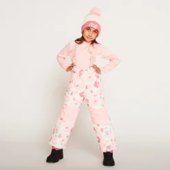 Pantalon de ski imprimé à bretelles amovibles pour fille