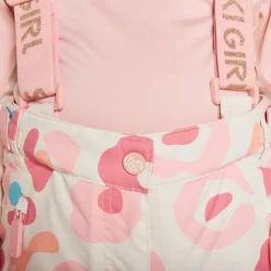 Pantalon de ski imprimé à bretelles amovibles pour fille