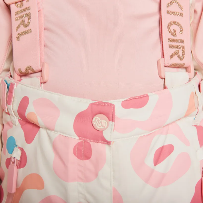 Pantalon de ski imprimé à bretelles amovibles pour fille