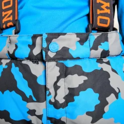 Pantalon de ski imprimé camouflage à bretelles amovibles pour garçon