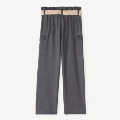 Pantalon droit esprit cargo avec ceinture pour fille