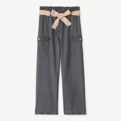Pantalon droit esprit cargo avec ceinture pour fille