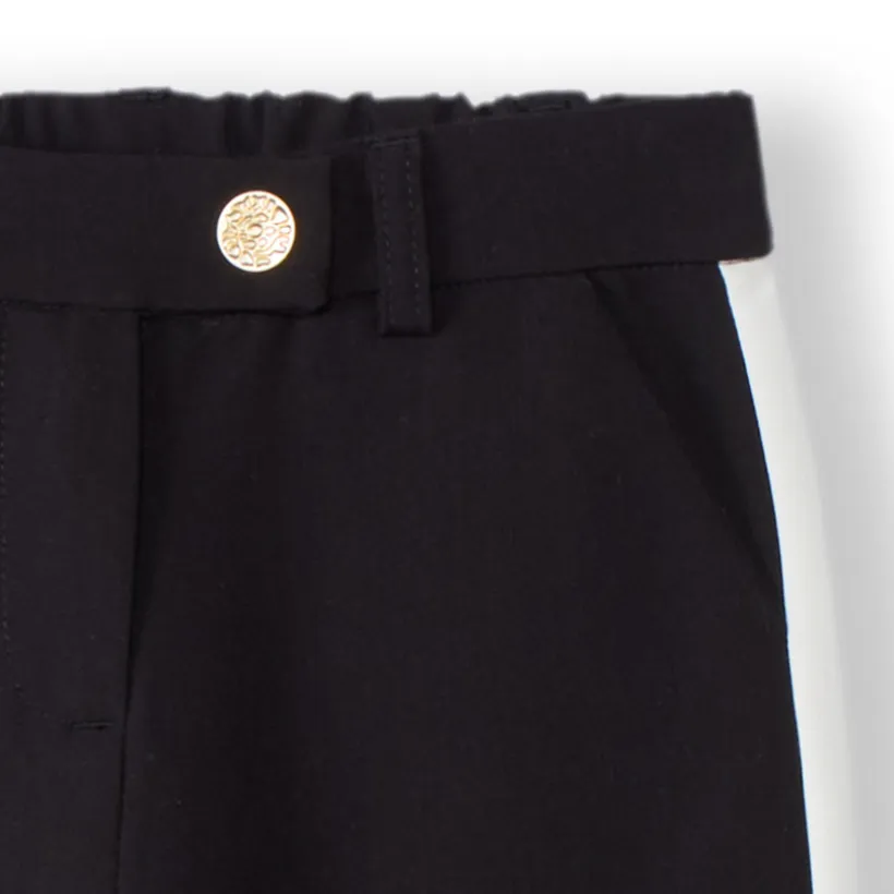 Pantalon droit uni à bandes latérales pour fille