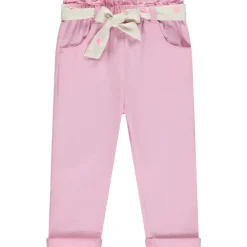 Pantalon en toile avec ceinture imprimée pour bébé fille