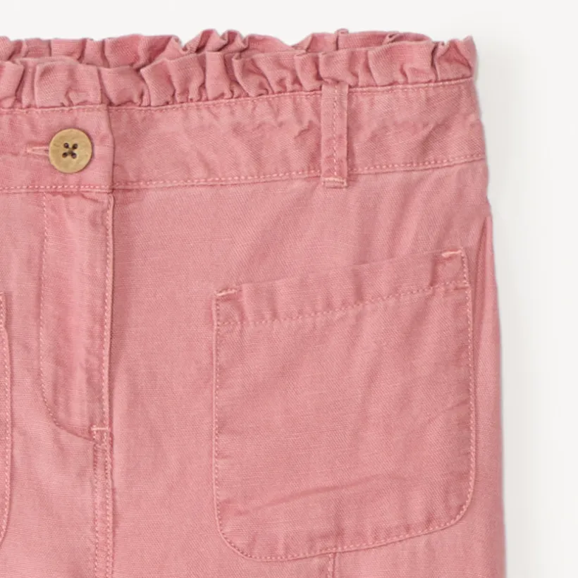 Pantalon en toile à taille élastiquée pour fille