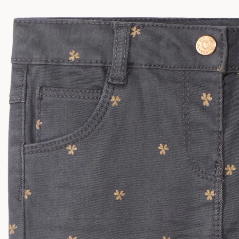 Pantalon en twill avec imprimé fleuri pour bébé fille