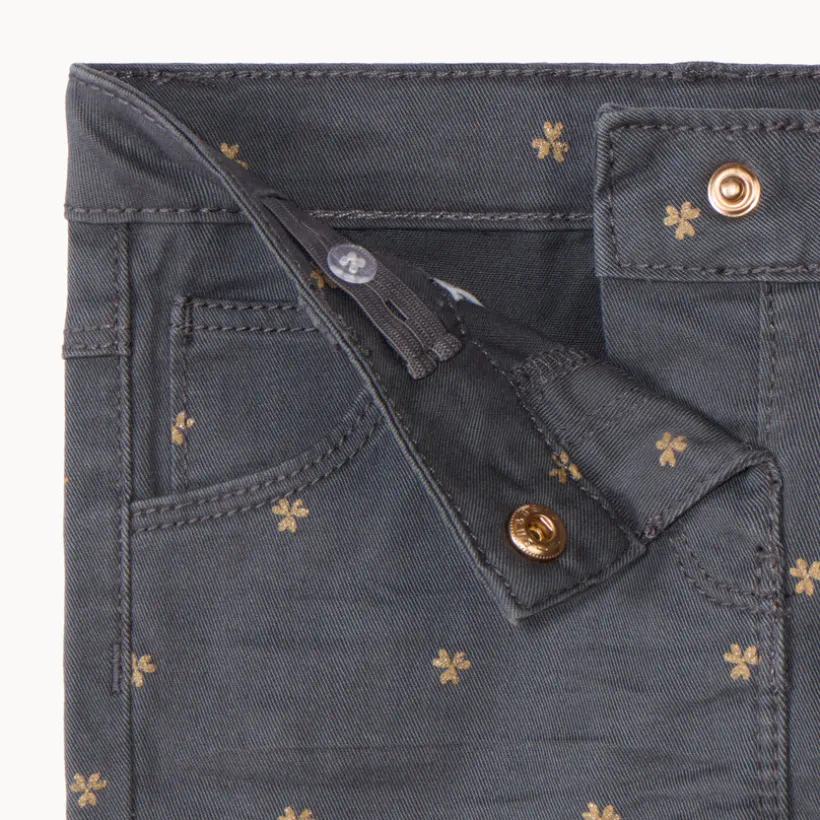 Pantalon en twill avec imprimé fleuri pour bébé fille