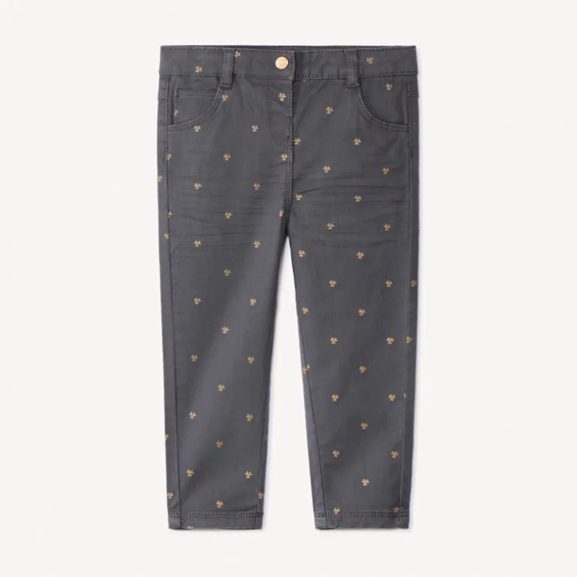 Pantalon en twill avec imprimé fleuri pour bébé fille