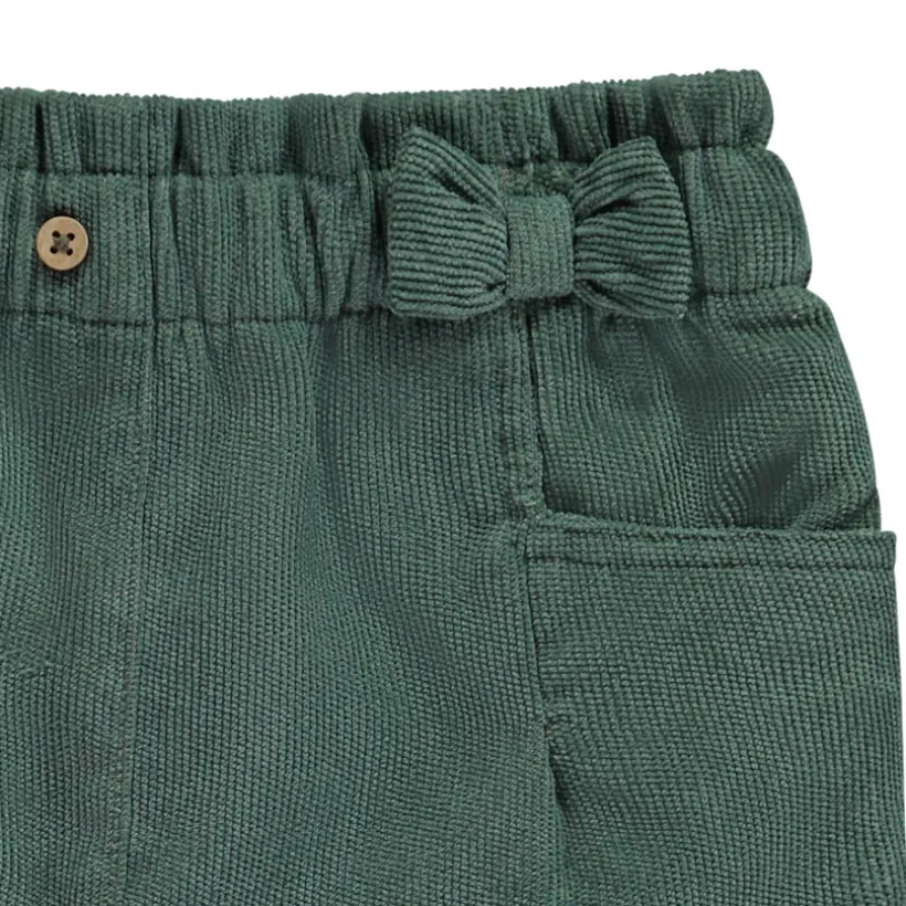 Pantalon en velours côtelé doublé à nœud pour bébé fille