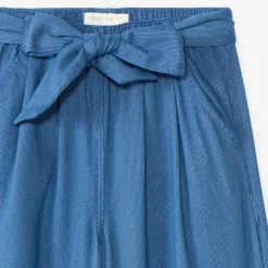 Pantalon fille large en toile uni