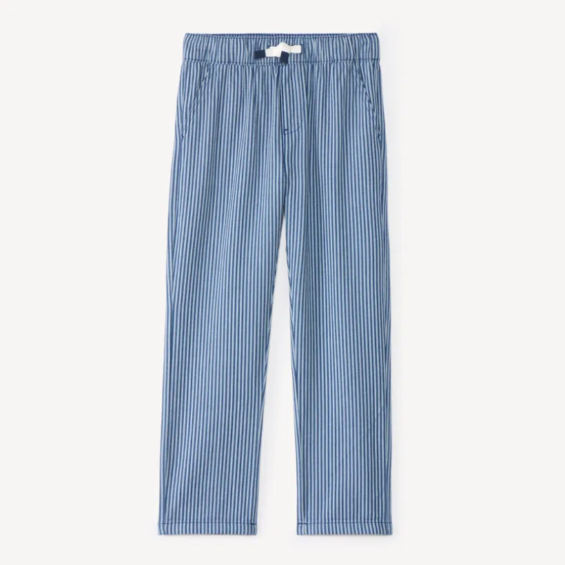 Pantalon garçon baggy toile rayée