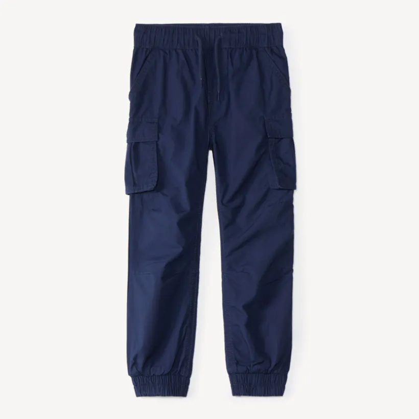 Pantalon garçon style jogger cargo uni