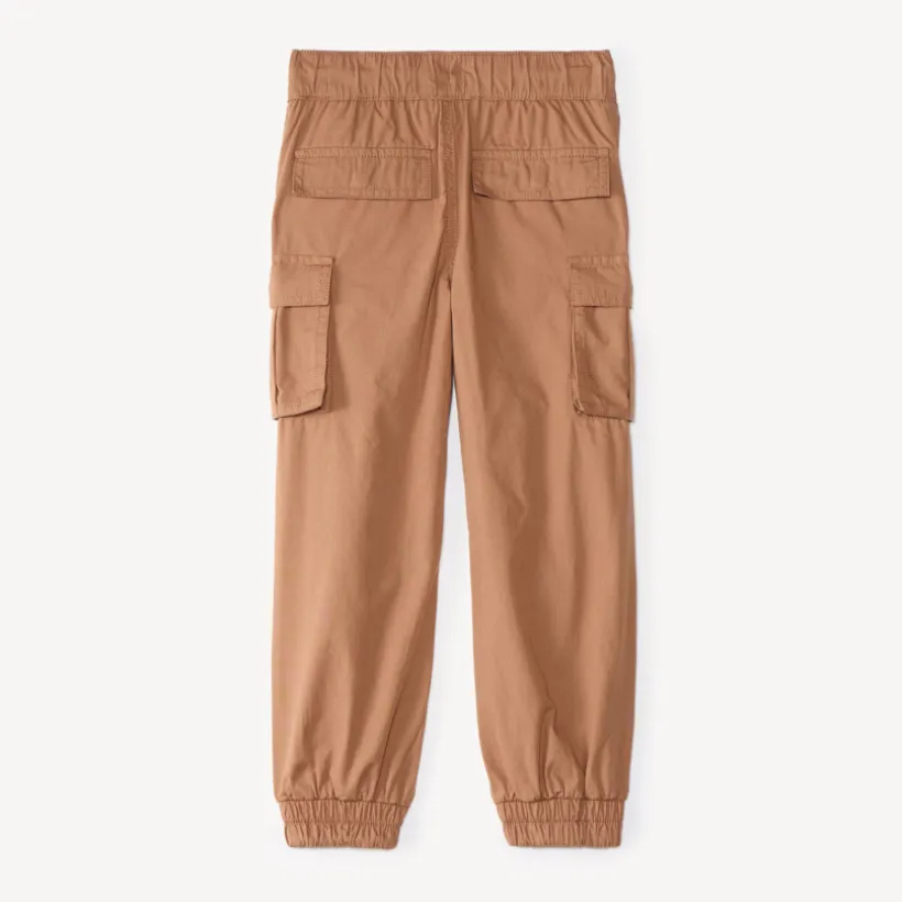 Pantalon garçon style jogger cargo uni