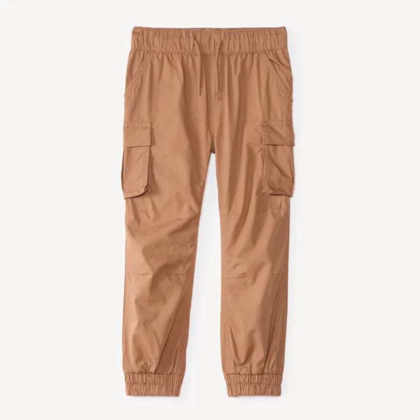 Pantalon garçon style jogger cargo uni