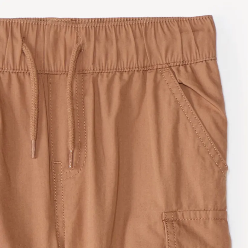Pantalon garçon style jogger cargo uni