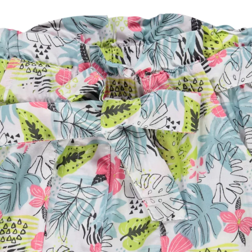 Pantalon imprimé tropical et ceinture à nouer pour fille