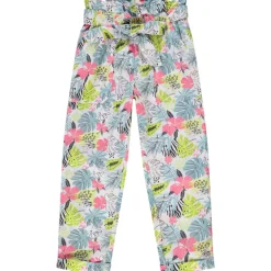 Pantalon imprimé tropical et ceinture à nouer pour fille