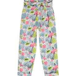 Pantalon imprimé tropical et ceinture à nouer pour fille