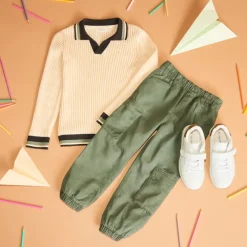 Pantalon jogger cargo garçon uni