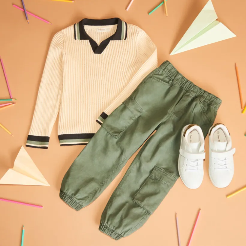 Pantalon jogger cargo garçon uni