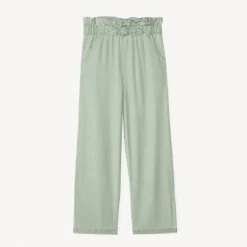 Pantalon large coupe paper bag avec nœud pour fille