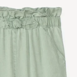 Pantalon large coupe paper bag avec nœud pour fille
