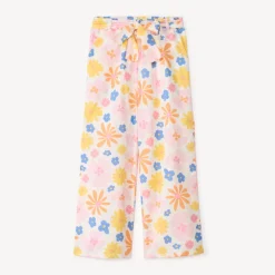 Pantalon large en popeline imprimé fleurs pour fille