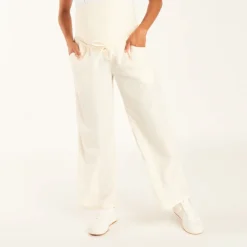 Pantalon large en toile avec bandeau de grossesse haut