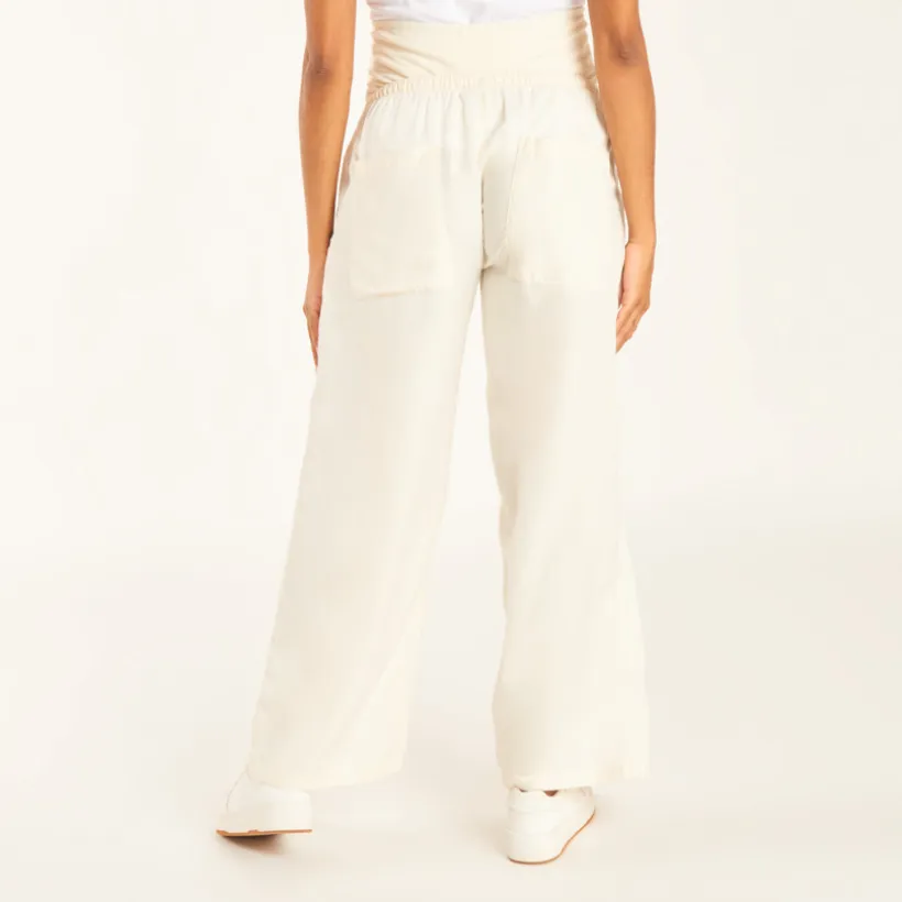 Pantalon large en toile avec bandeau de grossesse haut