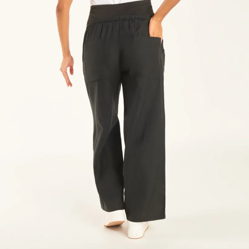 Pantalon large en toile avec bandeau de grossesse haut