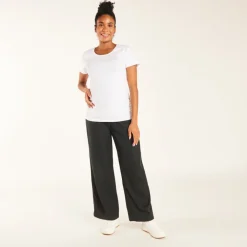 Pantalon large en toile avec bandeau de grossesse haut