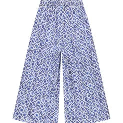 Pantalon large en voile imprimé fantaisie avec ceinture nouée pour fille