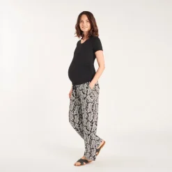 Pantalon large et fluide avec bandeau haut imprimé fantaisie pour femme enceinte