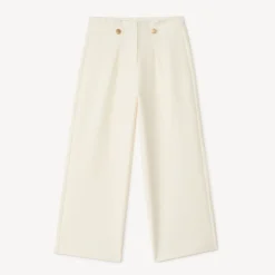 Pantalon large à pinces uni pour fille