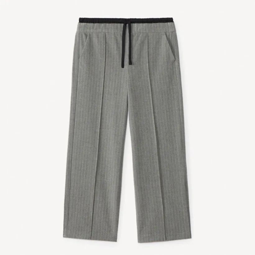 Pantalon large rayé effet double taille pour fille