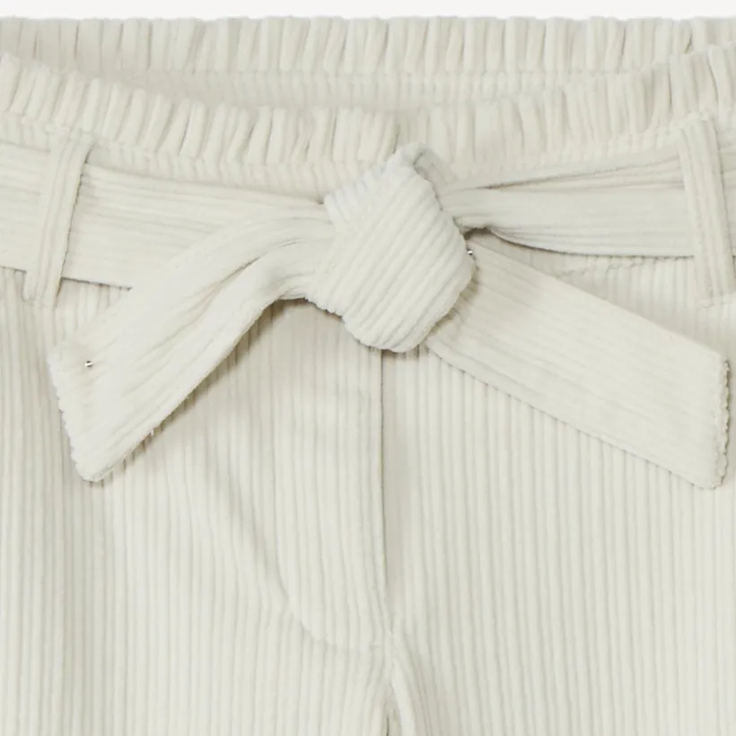 Pantalon palazzo en velours côtelé et ceinturé pour fille