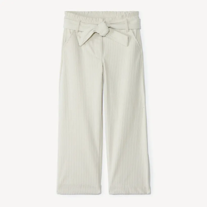 Pantalon palazzo en velours côtelé et ceinturé pour fille