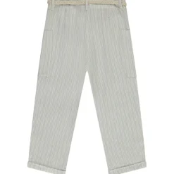 Pantalon rayé à poches + ceinture tressée pour fille