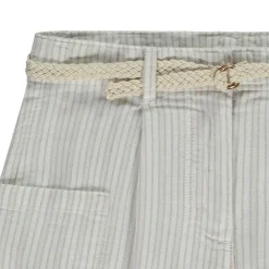 Pantalon rayé à poches + ceinture tressée pour fille